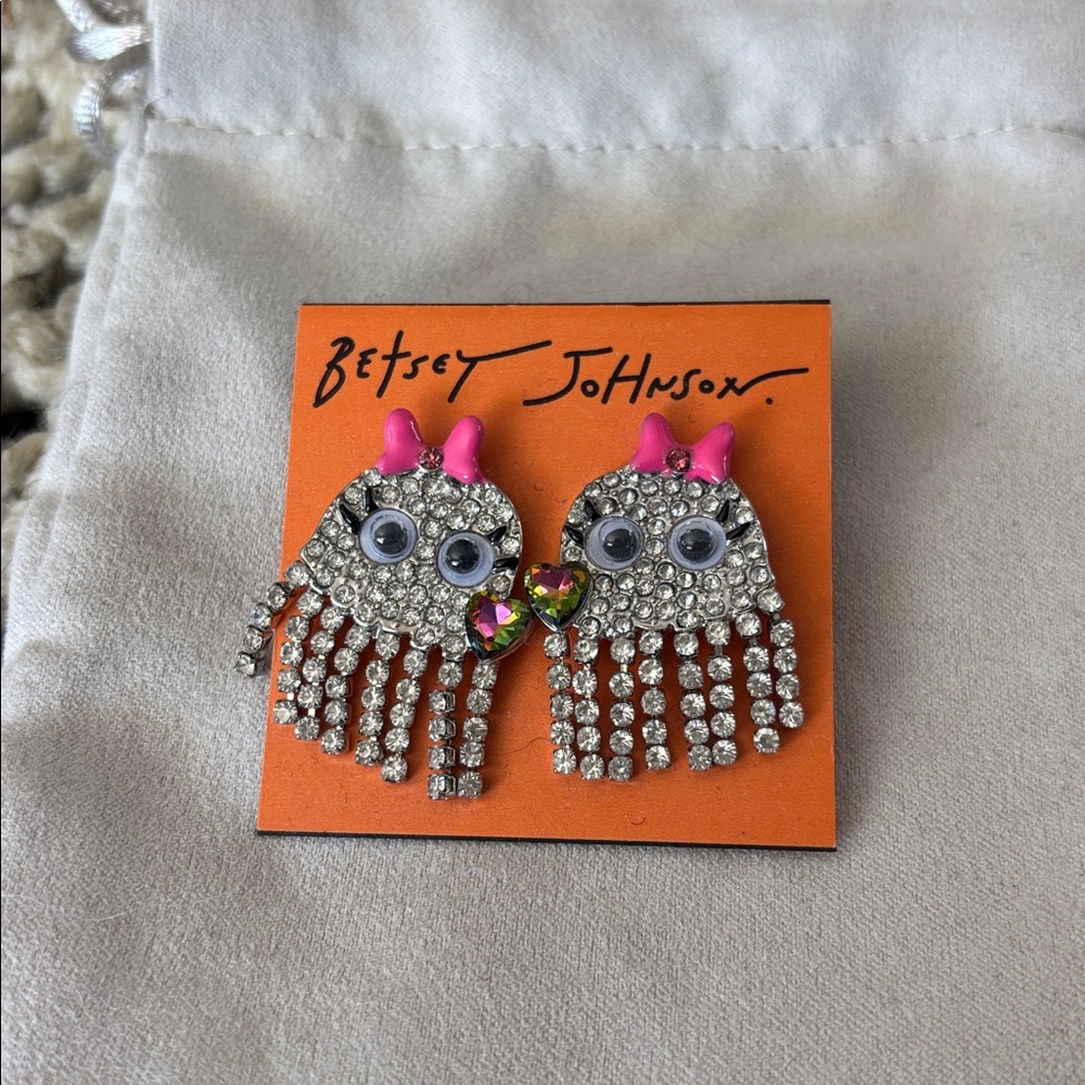 Betsey Johnson Sparkle Ghost earrings NWT